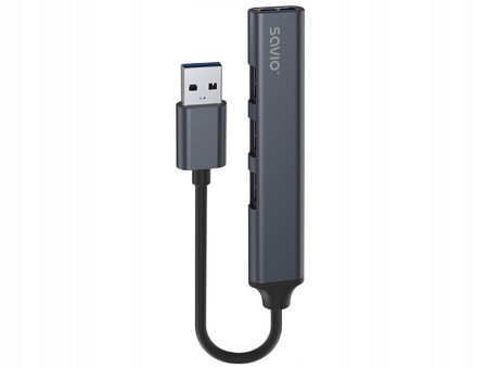 Hub 4 porty USB-A - 3 x USB-A 2.0, 1 x USB-A 3.0, 5 Gbps, Aluminium, AK-70