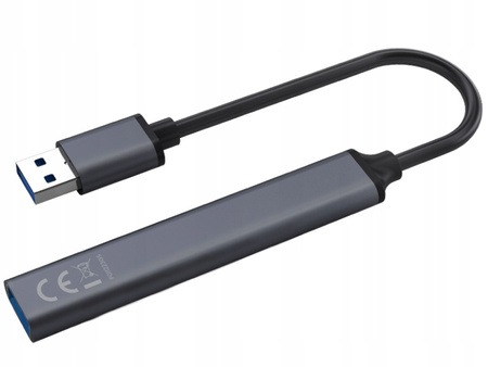 Hub 4 porty USB-A - 3 x USB-A 2.0, 1 x USB-A 3.0, 5 Gbps, Aluminium, AK-70