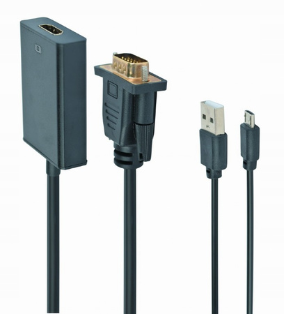 GEMBIRD Konwerter VGA do HDMI 15 cm czarny