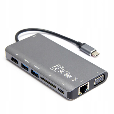 UNITEK HUB 8-w-1 USB-C 3.1; HDMI; VGA; RJ45; SD; PD 100W; D1019B