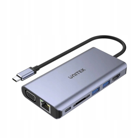 UNITEK HUB 8-w-1 USB-C 3.1; HDMI; VGA; RJ45; SD; PD 100W; D1019B