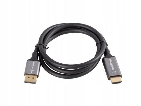 LANBERG Kabel Displayport(M)-HDMI(M) 1M 4K czarno-srebrny