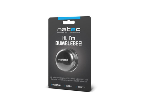 NATEC Hub USB 4 porty Bumblebee USB 2.0 czarny