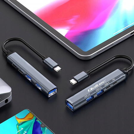 QOLTEC HUB adapter USB-C 3.1 5w1 | USB-C PD | USB-C | 2x USB 2.0 | USB 3.0