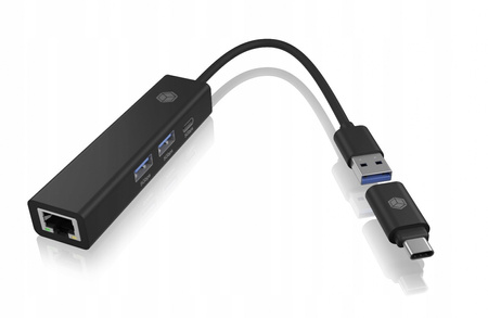 ICYBOX Hub IB-HUB1439-LAN 4w1 HUB, 1x USB-C, 2xUSB-A, 1x LAN