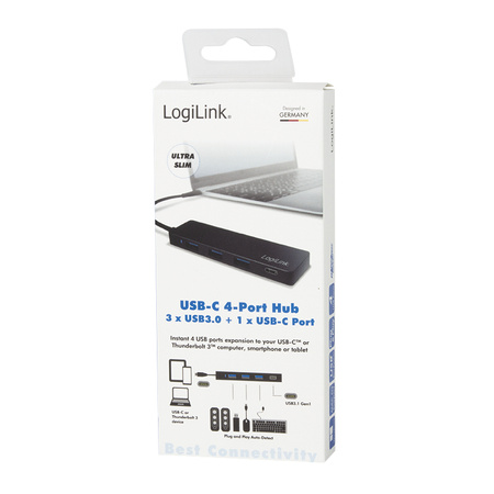 LOGILINK Hub USB-C 3.1 4-porty ultra slim, czarny