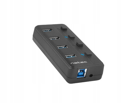 NATEC Hub USB 4 porty Mantis 2 USB 3.0 z włącznikiem + zasilacz