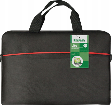 DEFENDER TORBA LITE 15,6 CZARNA WZMOCNIONE BOKI, PLASKI KSZTALT