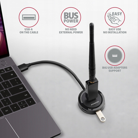 HUE-P1A Hub 4-portowy USB 3.2 Gen 1 round, 30cm USB-A kabel, microUSB