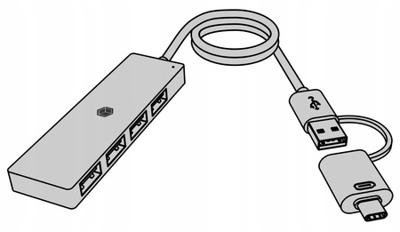 ICYBOX Hub IB-HUB1424-C3 4-Port USB Typ-A, złącze Typ-C/A