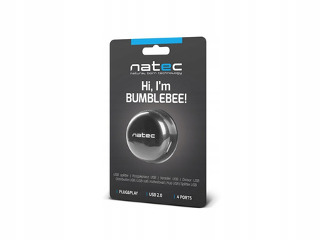 NATEC Hub USB 4 porty Bumblebee USB 2.0 czarny