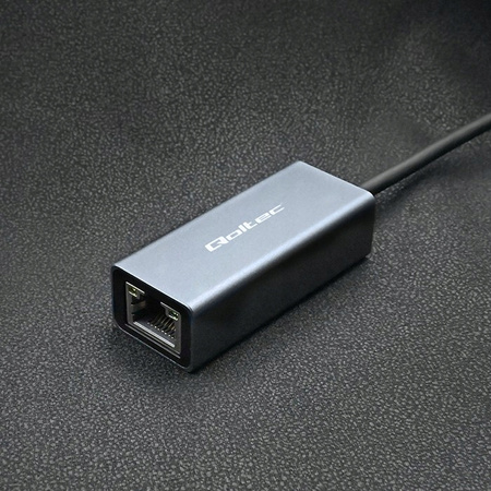 QOLTEC Adapter USB-C na RJ45 Ethernet | 1000Mbps | Aluminiowa obudowa