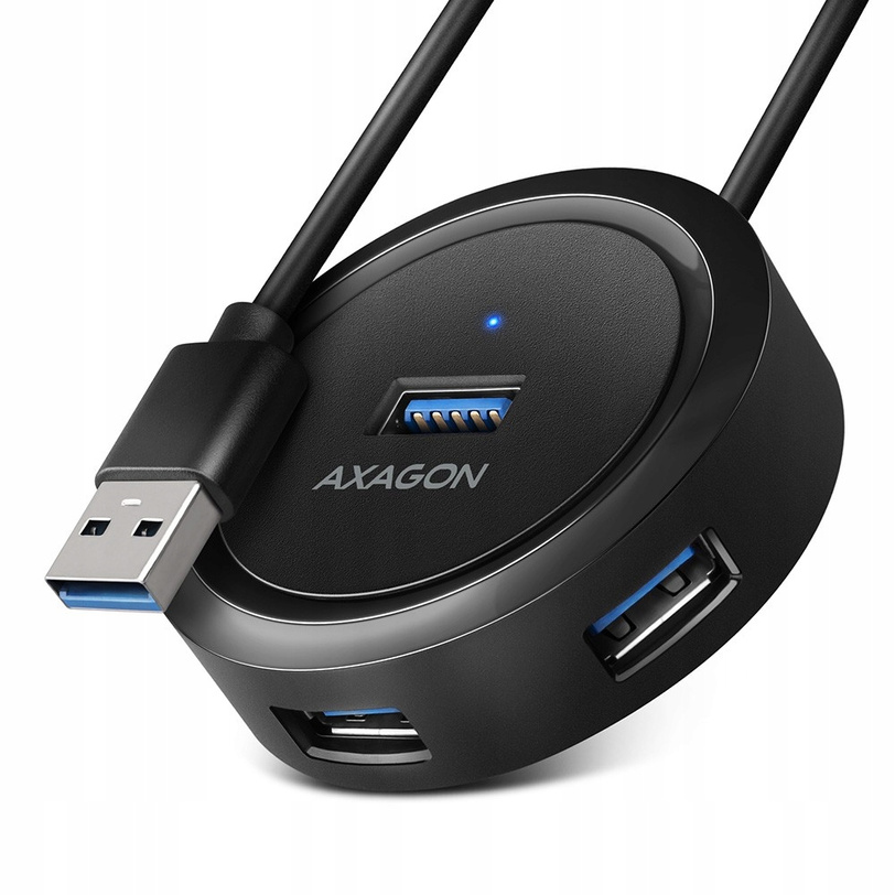 HUE-P1A Hub 4-portowy USB 3.2 Gen 1 round, 30cm USB-A kabel, microUSB