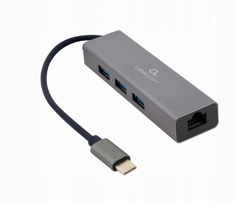 GEMBIRD Hub 3 portowy USB 3.1 z kartą sieciową