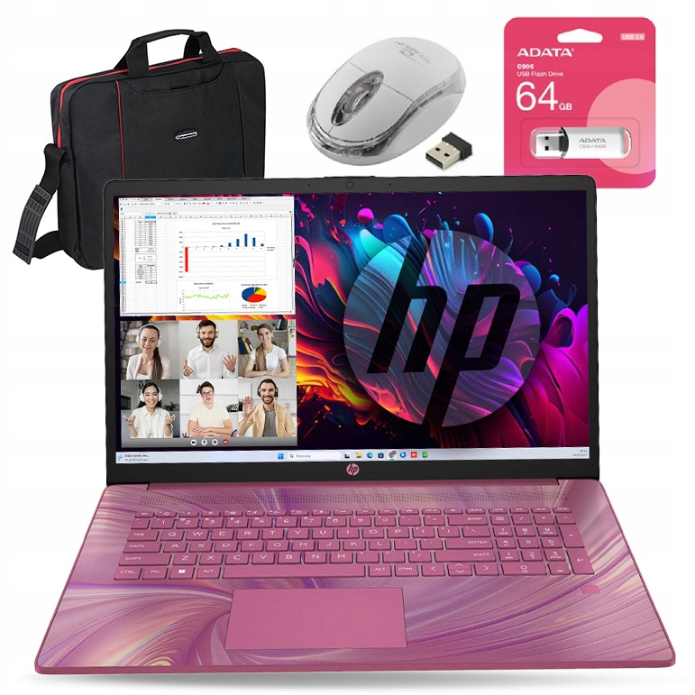 MEGA ZESTAW HP17 INTEL N 32GB DDR4 2TB SSD HD+ BLK FP HDMI W11+OFFICE