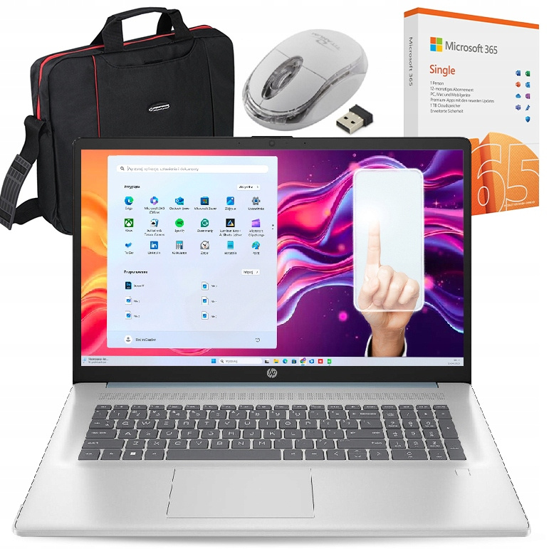 MEGA ZESTAW HP 17 QUAD CORE 32GB 2TB SSD HD+ TOUCH +TORBA +MYSZ +OFFICE