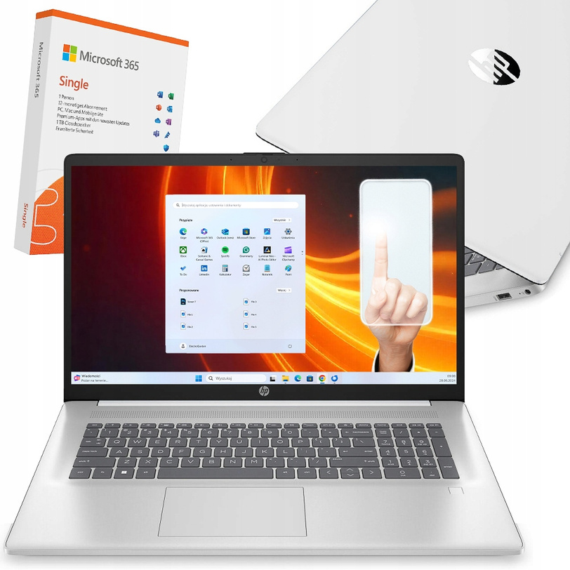 LIMITOWANY HP 17 QUAD CORE 4GB DDR4 SSD HD+ TOUCH BLK FP W11 + OFFICE