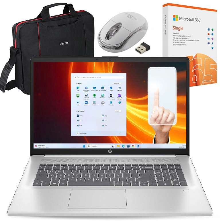 MEGA ZESTAW HP 17 QUAD CORE 32GB 2TB SSD HD+ TOUCH +TORBA +MYSZ +OFFICE