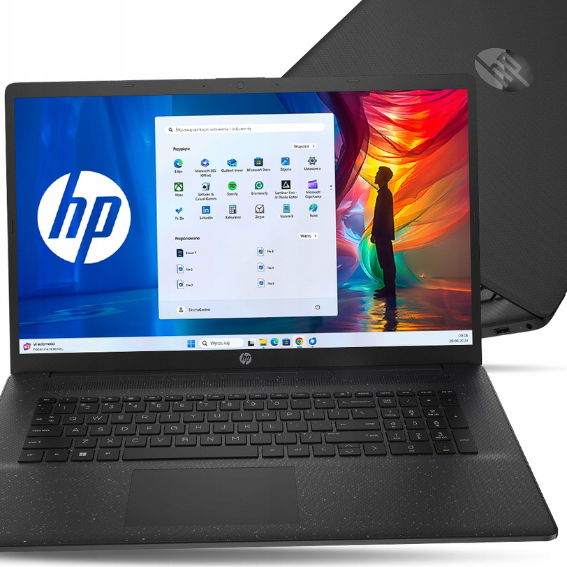 NOWOCZESNY LAPTOP HP 17 Intel N200 8GB DDR4 SSD HDMI USB-C W11