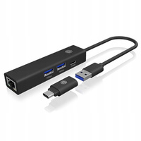 ICYBOX Hub IB-HUB1439-LAN 4w1 HUB, 1x USB-C, 2xUSB-A, 1x LAN